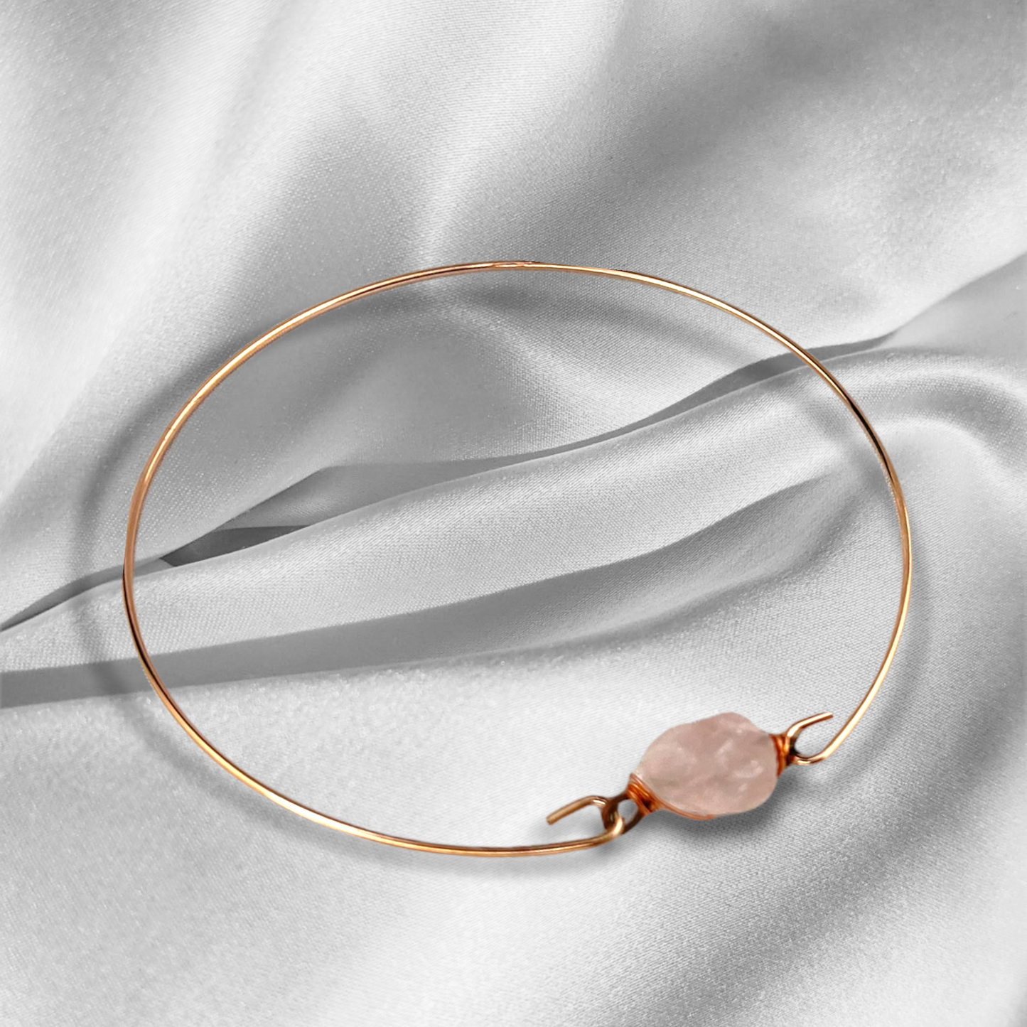 Rose Quartz Bangle - Rosegold guldpläterade minimalistiska ädelsten smycken - retars 51