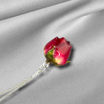 925 Sterling Real Red Rose Silver Chain